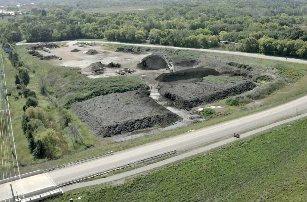 An aerial photo of The Mulch Store - Shakopee